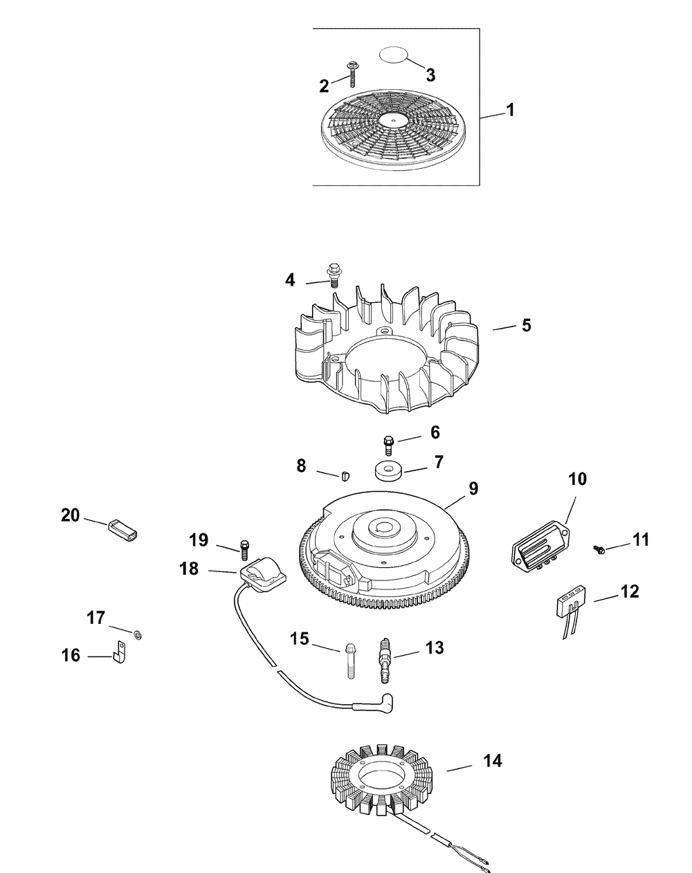 Kohler Cv680-3011 Ignition And Electrical Diagram and Parts List for RECON48 53AH8ST3050-23HP Cub Cadet Lawn Tractor